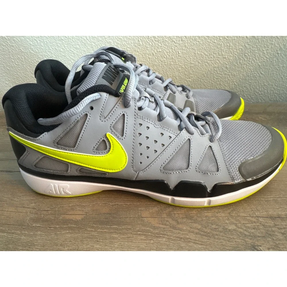 Nike Air Vapor Advantage Mens 12.5 Grey Black Volt Tennis Shoes 599359-070
